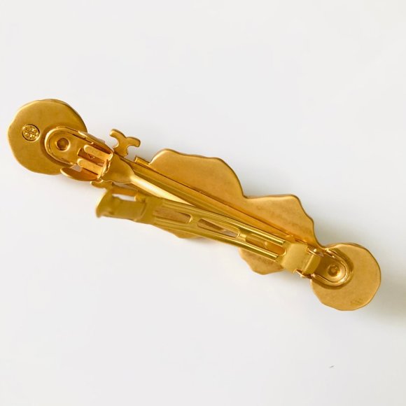NEW Tory Burch Gold With Tags LUXURY Roxanne Hair Barrette Accessory Rtl: $98 - Picture 5 of 10
